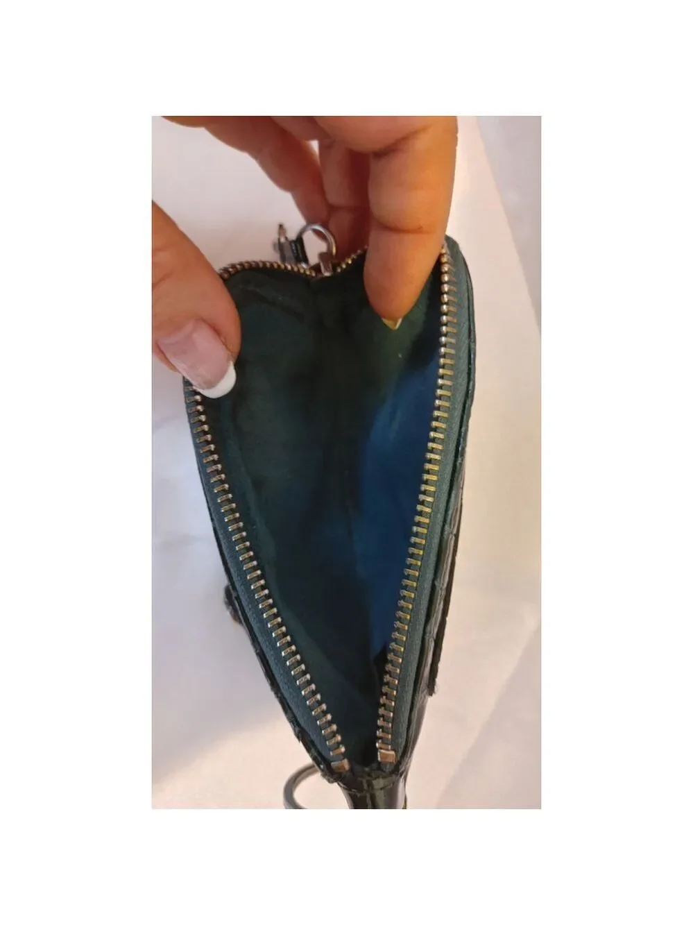 Brighton Green Patent Croc Embossed Keychain Accessories Pouch